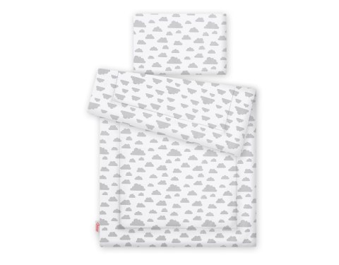 Bobono Komplet pościeli dla dzieci z wypełnieniem 135x100 cm - chmurki szare