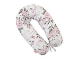 Bobono Poduszka ciążowa Longer dla kobiet w ciąży do spania + zdejmowana poszewka - Romantic peonies