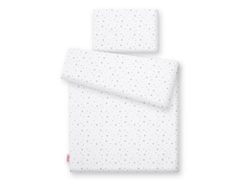 Bobono Pościel dla dzieci 2-częściowa bawełniana 135x100 - mini gwiazdki szare na białym tle