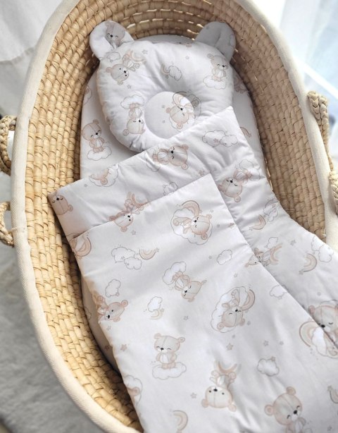 My Sweet Baby Kołderka z wypełnieniem i poduszka profilowana Miś - zestaw 2cz. - beżowy miś z tęczą