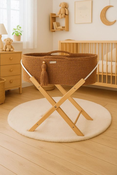 My Sweet Baby Kosz Mojżesza BOHO Handmade ze stojakiem - caramel