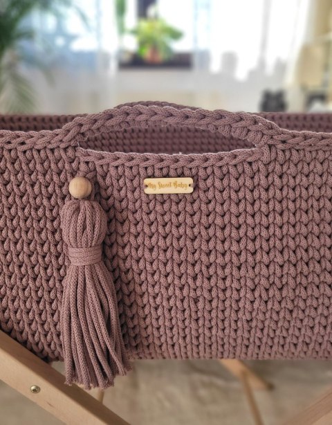 My Sweet Baby Kosz Mojżesza BOHO Handmade ze stojakiem - mauve