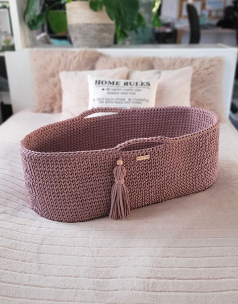 My Sweet Baby Kosz Mojżesza BOHO Handmade ze stojakiem - mauve
