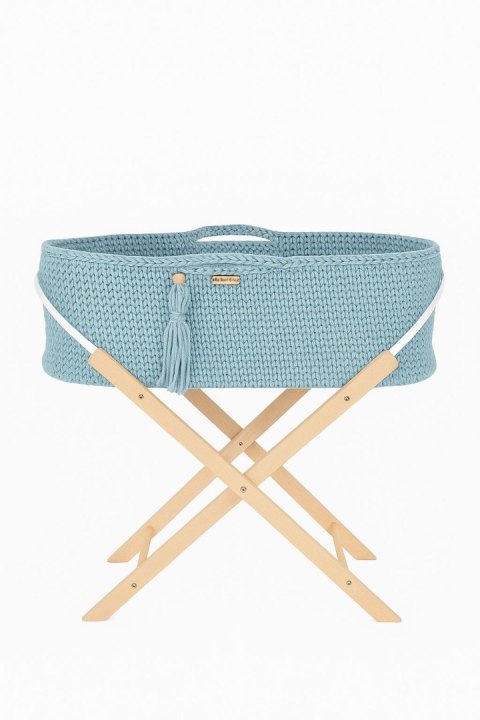 My Sweet Baby Kosz Mojżesza BOHO Handmade ze stojakiem misty blue
