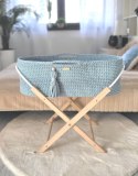 My Sweet Baby Kosz Mojżesza BOHO Handmade ze stojakiem misty blue