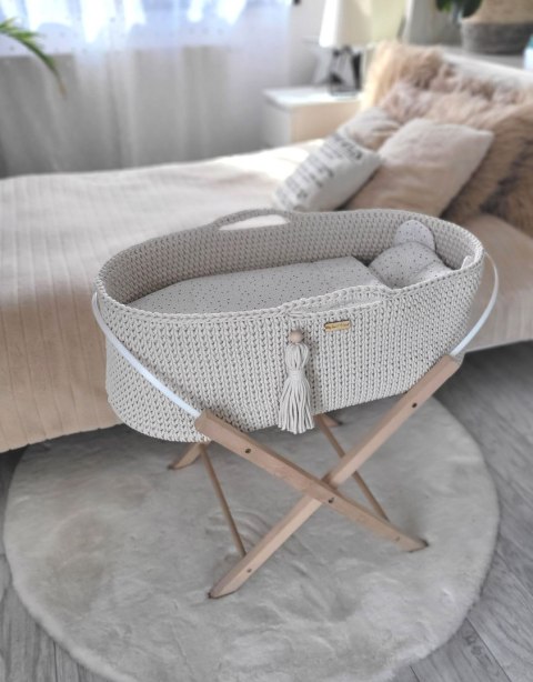 My Sweet Baby Kosz Mojżesza BOHO Handmade ze stojakiem - śmietanka