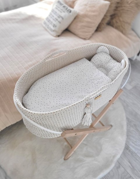 My Sweet Baby Kosz Mojżesza BOHO Handmade ze stojakiem - śmietanka