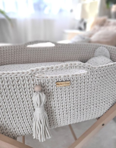 My Sweet Baby Kosz Mojżesza BOHO Handmade ze stojakiem - śmietanka