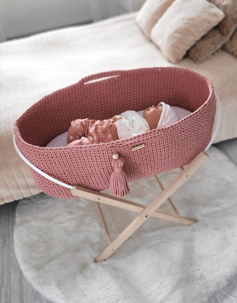 My Sweet Baby Kosz Mojżesza BOHO bawełniany Handmade z materacykiem - blush