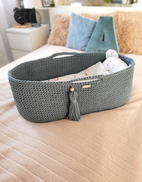 My Sweet Baby Kosz Mojżesza BOHO bawełniany Handmade z materacykiem - laurel