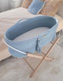 My Sweet Baby Kosz Mojżesza BOHO bawełniany Handmade z materacykiem - misty blue