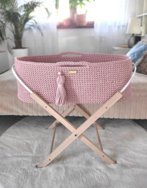 My Sweet Baby Kosz Mojżesza BOHO bawełniany Handmade z materacykiem - pastel pink
