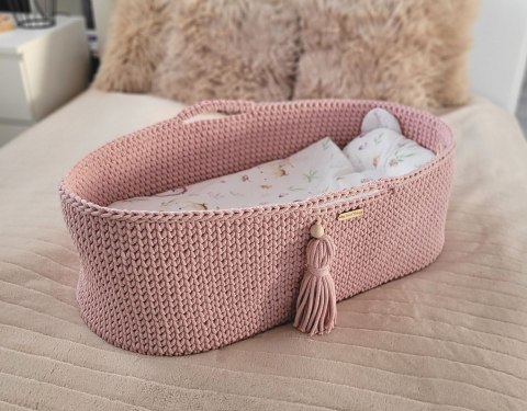 My Sweet Baby Kosz Mojżesza BOHO bawełniany Handmade z materacykiem - pastel pink
