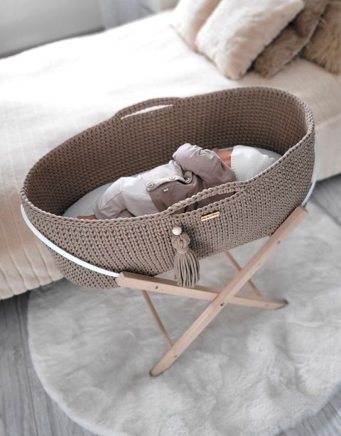 My Sweet Baby Kosz Mojżesza BOHO bawełniany Handmade z materacykiem - sand