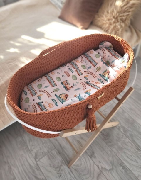My Sweet Baby Kosz Mojżesza BOHO bawełniany Handmade z materacykiem - terracotta