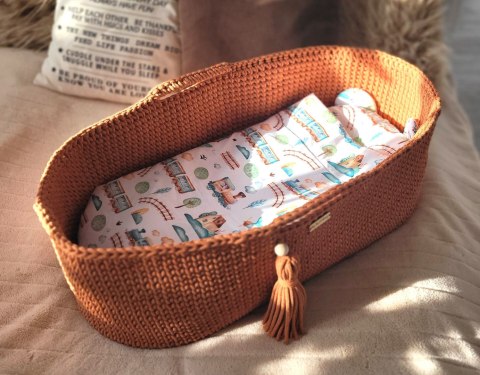 My Sweet Baby Kosz Mojżesza BOHO bawełniany Handmade z materacykiem - terracotta