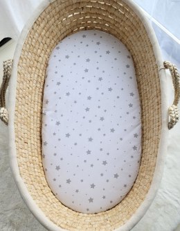 My Sweet Baby Prześcieradło bawełniane do kosza Mojżesza Boho wózka gondoli 75x35 cm - Mini gwiazdki szare