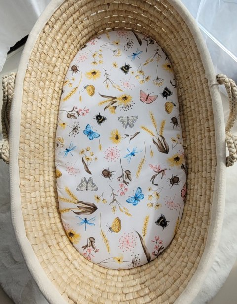 My Sweet Baby Prześcieradło bawełniane do kosza Mojżesza Boho wózka gondoli 75x35 cm - Summer meadow