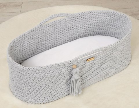 My Sweet Baby Prześcieradło bawełniane do kosza Mojżesza Boho wózka gondoli 75x35 cm - białe