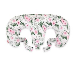 Bobono Poduszka rogal do karmienia bliźniąt + zdejmowana poszewka - peonie różowe