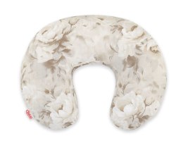 Bobono Poduszka rogal do karmienia fasolka + zdejmowana poszewka - Peonies beige