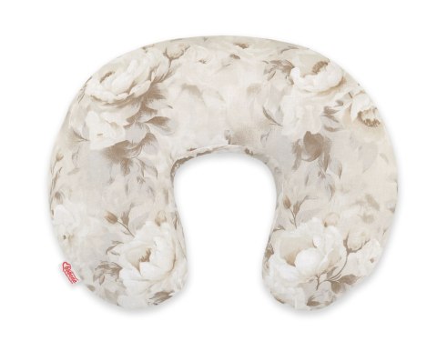 Bobono Poduszka rogal do karmienia fasolka + zdejmowana poszewka - Peonies beige