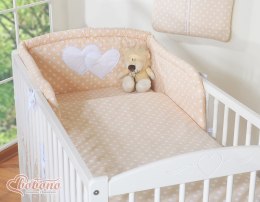 Bobono Pościel 3-cz 135x100 - Serduszka grochy beżowe