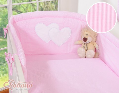 Bobono Pościel 3-cz 135x100 - Serduszka paseczki różowe
