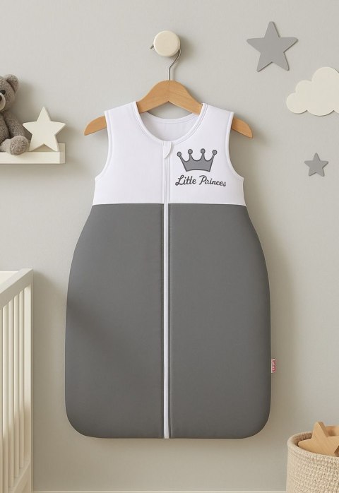 Bobono Śpiworek dla dzieci bawełniany M 6-12 mcy TOG 2.5 całoroczny ocieplany Little Princess antracyt