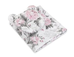 My Sweet Baby Kołderka z wypełnieniem i poduszka profilowana Miś - zestaw 2cz. - Romantic peonies