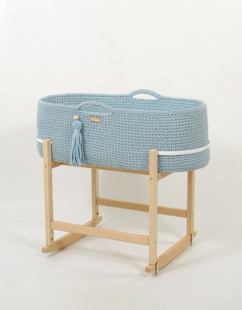 My Sweet Baby Kosz Mojżesza BOHO Handmade z kołyską - misty blue