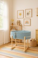 My Sweet Baby Kosz Mojżesza BOHO Handmade z kołyską - misty blue