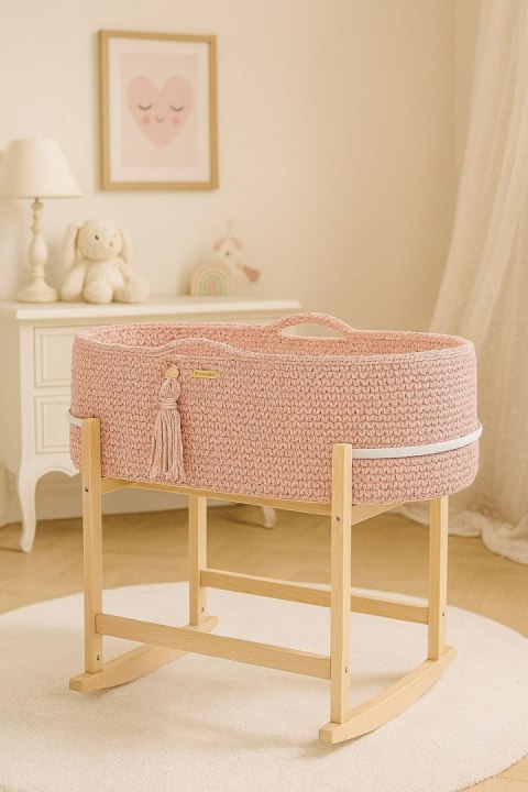 My Sweet Baby Kosz Mojżesza BOHO Handmade z kołyską - pastel pink