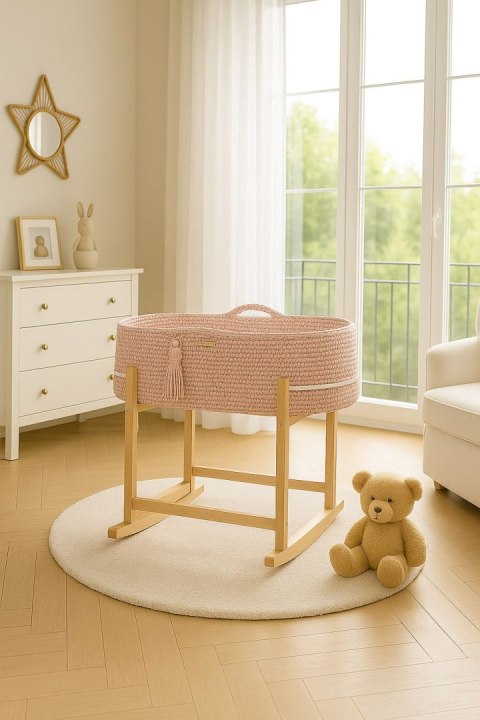 My Sweet Baby Kosz Mojżesza BOHO Handmade z kołyską - pastel pink