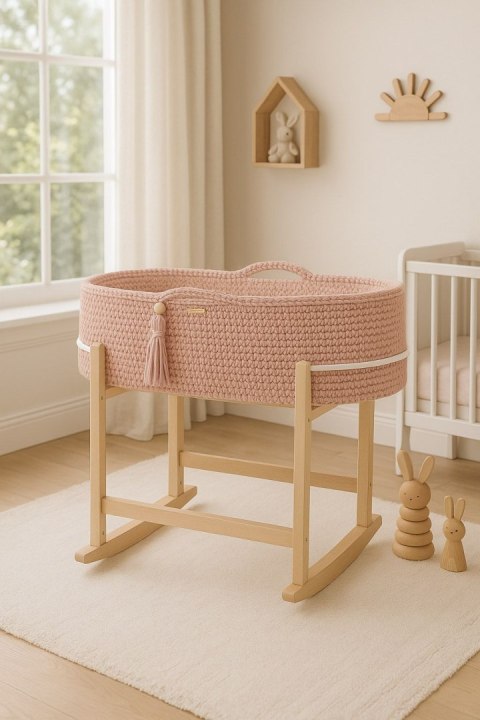 My Sweet Baby Kosz Mojżesza BOHO Handmade z kołyską - pastel pink