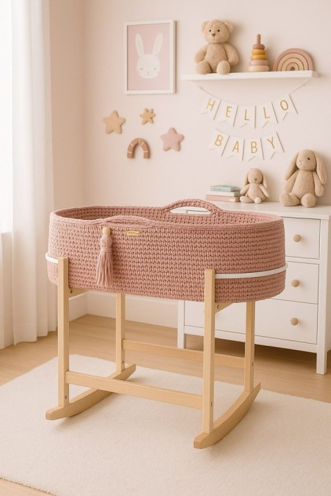 My Sweet Baby Kosz Mojżesza BOHO Handmade z kołyską - pastel pink