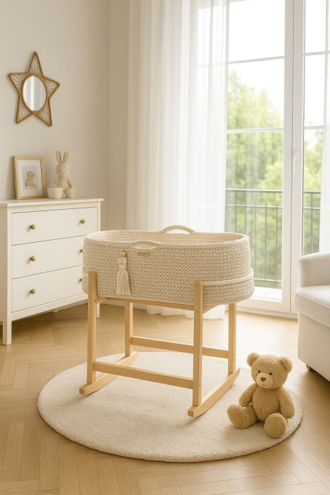 My Sweet Baby Kosz Mojżesza BOHO Handmade z kołyską - śmietanka