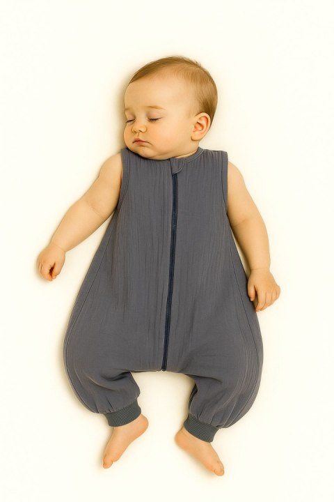 My Sweet Baby Muślinowy śpiworek dla dzieci z nogawkami L 9-24 mcy letni TOG 1.0 - antracyt