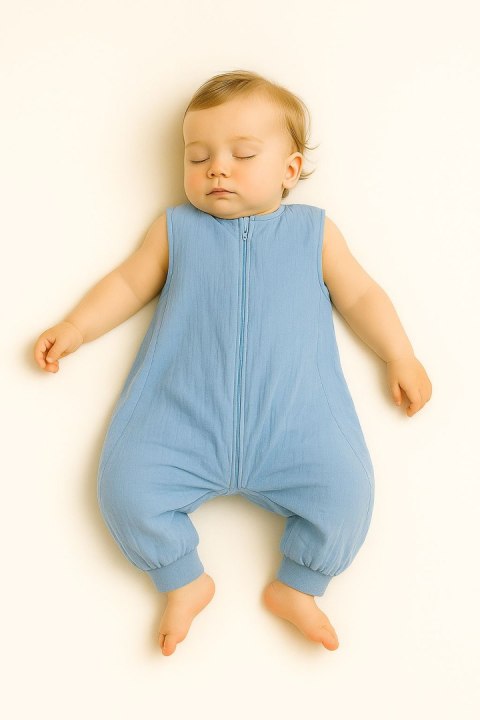 My Sweet Baby Muślinowy śpiworek dla dzieci z nogawkami L 9-24 mcy letni TOG 1.0 - blue