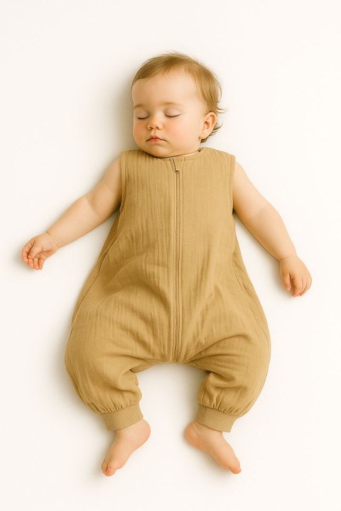 My Sweet Baby Muślinowy śpiworek dla dzieci z nogawkami L 9-24 mcy letni TOG 1.0 - camel