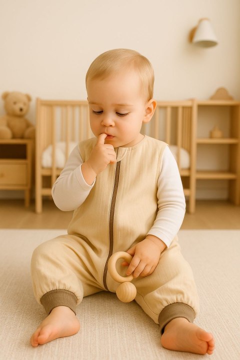 My Sweet Baby Muślinowy śpiworek dla dzieci z nogawkami L 9-24 mcy letni TOG 1.0 - cream