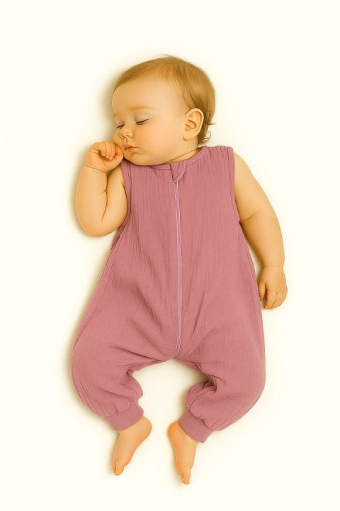 My Sweet Baby Muślinowy śpiworek dla dzieci z nogawkami L 9-24 mcy letni TOG 1.0 - róż retro