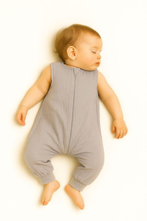 My Sweet Baby Muślinowy śpiworek dla dzieci z nogawkami L 9-24 mcy letni TOG 1.0 - szary