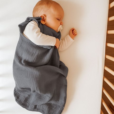 My Sweet Baby Muślinowy śpiworek dla dzieci zaokrąglony S 0-6 mcy letni TOG 1.0 - antracyt