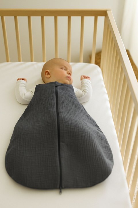My Sweet Baby Muślinowy śpiworek dla dzieci zaokrąglony S 0-6 mcy letni TOG 1.0 - antracyt