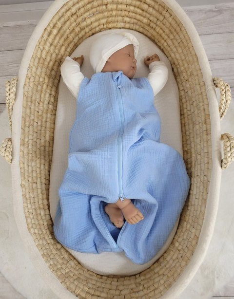 My Sweet Baby Muślinowy śpiworek dla dzieci zaokrąglony S 0-6 mcy letni TOG 1.0 - blue