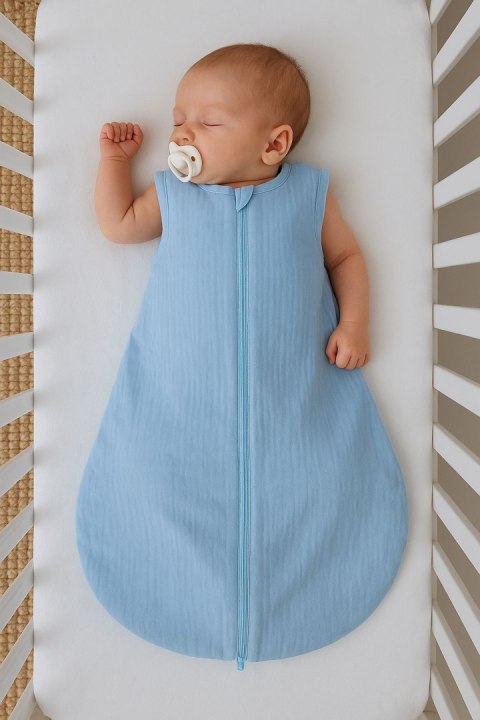 My Sweet Baby Muślinowy śpiworek dla dzieci zaokrąglony S 0-6 mcy letni TOG 1.0 - blue