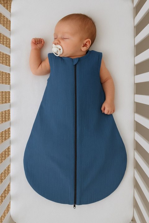 My Sweet Baby Muślinowy śpiworek dla dzieci zaokrąglony S 0-6 mcy letni TOG 1.0 - brudny niebieski