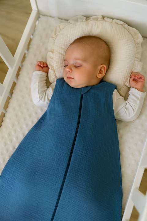 My Sweet Baby Muślinowy śpiworek dla dzieci zaokrąglony S 0-6 mcy letni TOG 1.0 - brudny niebieski