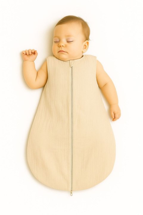 My Sweet Baby Muślinowy śpiworek dla dzieci zaokrąglony S 0-6 mcy letni TOG 1.0 - cream
